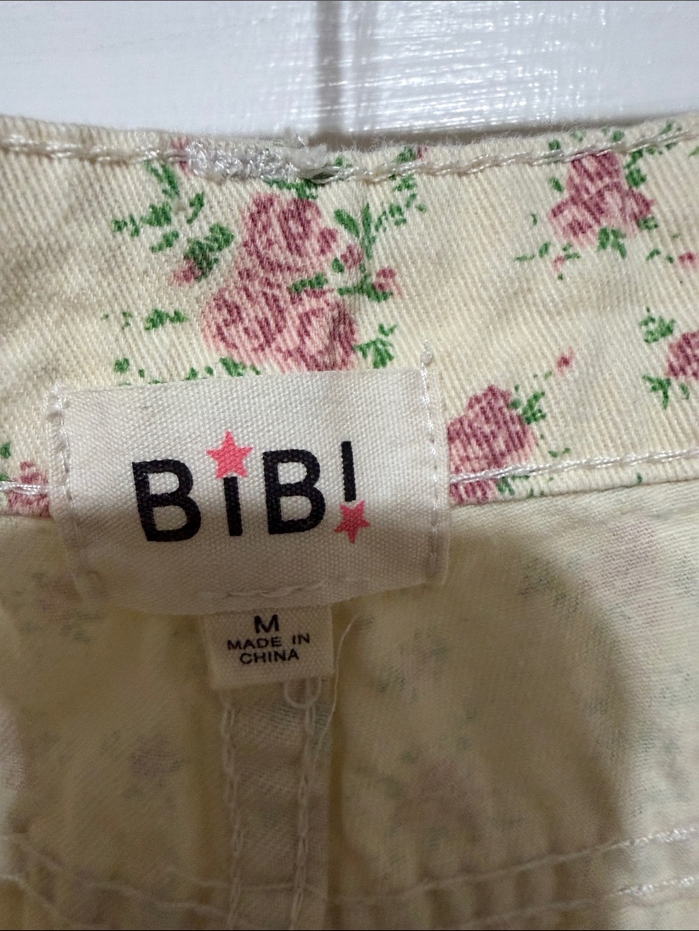 BiBi Cream Chino Pants with Pink Floral Print W 16” - Picture 4 of 5